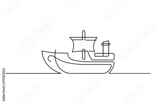 Merchant ship icon. one line Icon drawing with white background