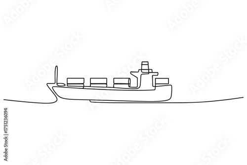 Merchant ship icon. one line Icon drawing with white background