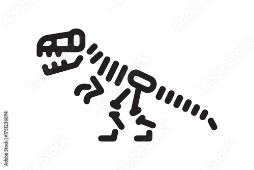Dinosaur skeleton T rex icon black color. one line Icon drawing with white background