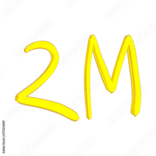 Handwritten two million sign isolated on transparent background