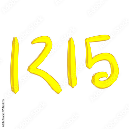 Illustration of the number 1215 isolated on transparent background for design element