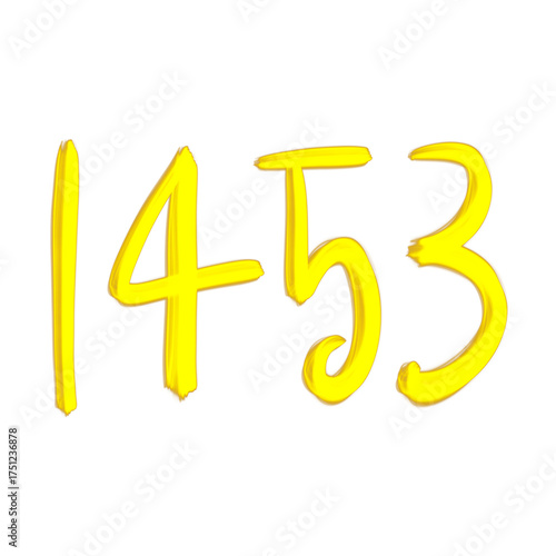 Illustration of the number 1453 isolated on transparent background for design element