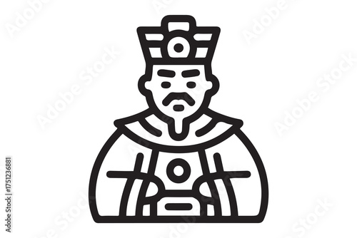 Emperor of China icon black icon flat illustration symple style. one line Icon drawing with white background