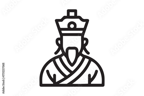 Emperor of China icon black icon flat illustration symple style. one line Icon drawing with white background