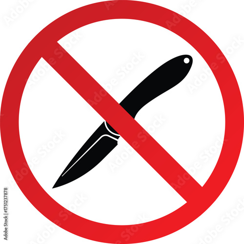No Knife Sign – Red Circle Prohibition Safety Symbol for Weapon-Free or Restricted Carry Areas