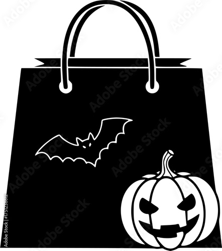 Halloween shopping bags boo tiful deals pumpkin bag spiderweb bag trick or treat bags halloween sale vector art editable stock vector illustration
