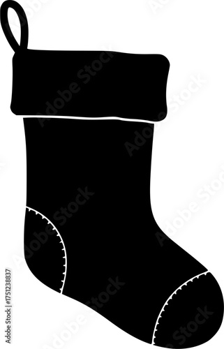 stocking vector illustration, stocking clipart, stocking silhouette vector icon black and white

