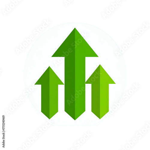 Graphic depicting three upward-pointing green arrows inside a white circle on a black background