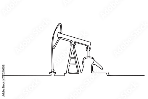 Oil pump silhouette. one line Icon drawing with white background