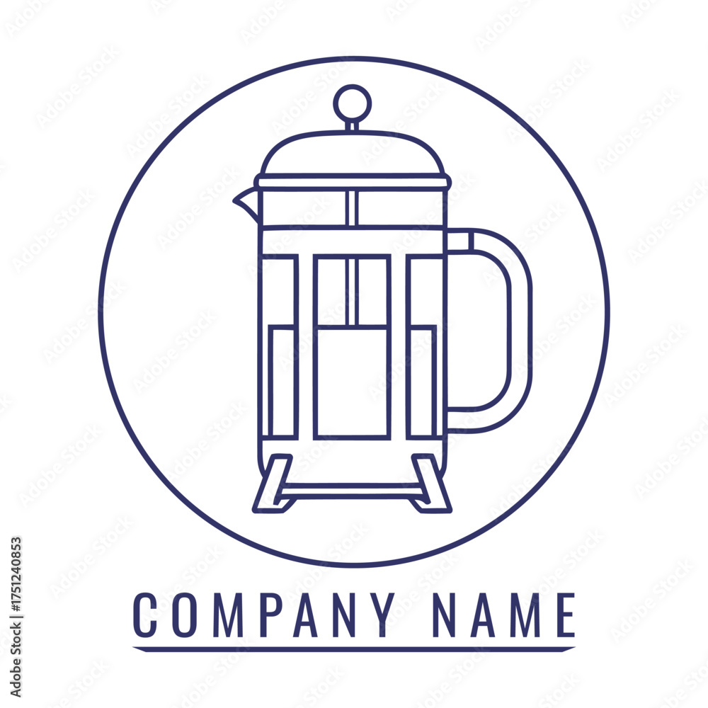 Fototapeta premium French press coffee maker logo vector