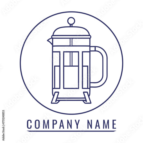 French press coffee maker logo vector