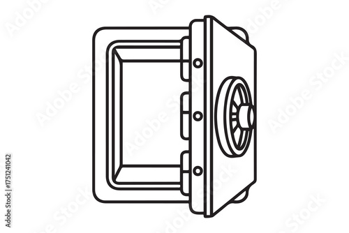 vault safe deposit bank empty. one line Icon drawing with white background