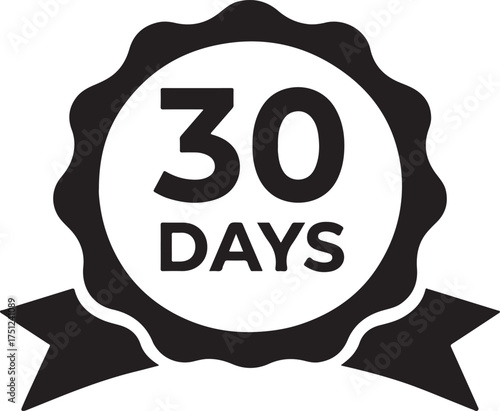30-Day Guarantee: Bold graphic seal declares a 30-day promise, symbolizing assurance and confidence.
