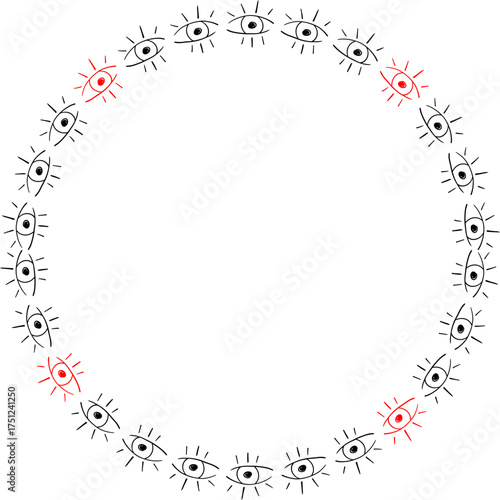 Colorful eyes frame. Vector celestial prediction eye template for your text. Eye of Providence