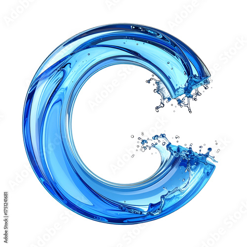 A stylized, transparent blue 