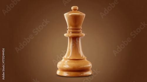 Close-up view of a light-brown wooden chess queen.