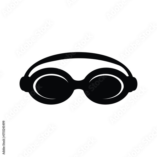 Black silhouette of swimming goggles providing protection underwater for the wearer, swimming goggles silhouette vector illustration