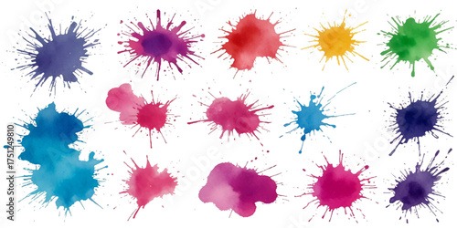 Set of colorful paint splatter abstract vector texture background. Set of abstract watercolor water splash background.	
