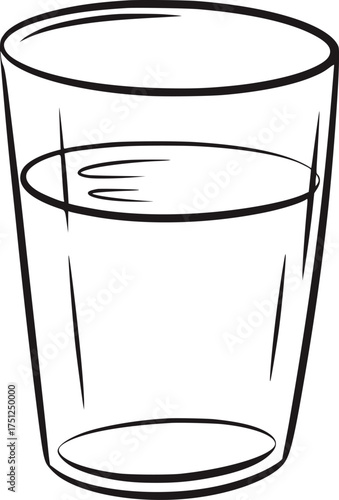 Black and white line drawing of a glass of water drink liquid