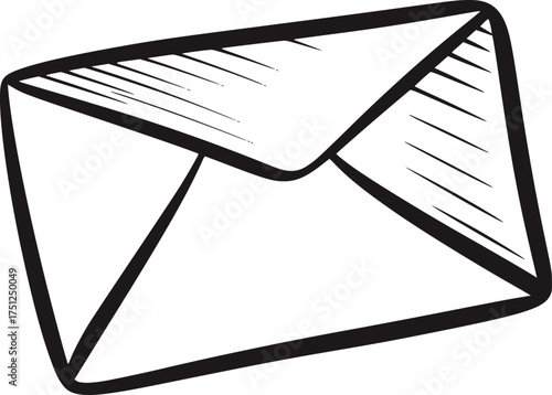 Black and white line drawing of an envelope mail letter