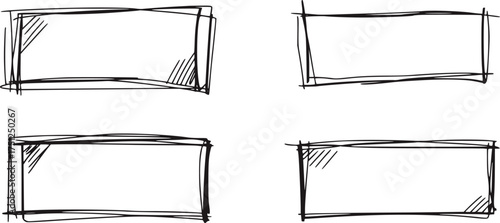 Hand drawn rectangular frames with sketchy borders rectangle