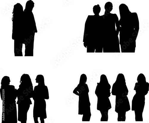 Vector art of diverse group of people silhouettes
