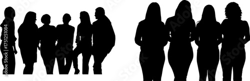 Vector art of group of diverse people silhouettes