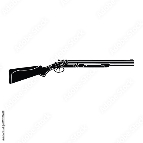 Vector art of silhouette of a classic doublebarreled shotgun