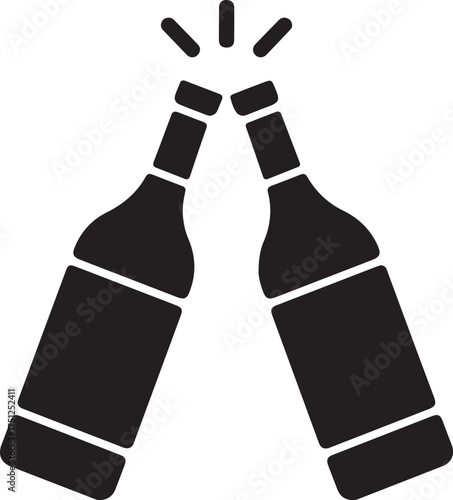 Vector clinking beer bottles icon, Cheers toast celebration symbol