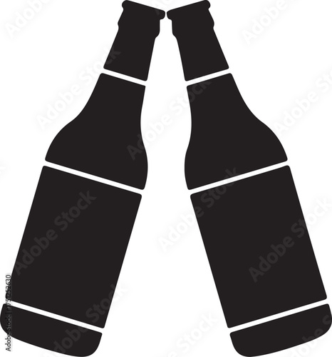 Beer bottles toasting isolated on white background for celebration concept