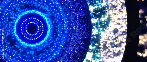 Wallpaper Mural Abstract blue circles shimmer with mesmerizing light, creating a hypnotic visual experience Torontodigital.ca