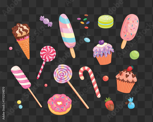 Sweet Treats Collection: Ice Cream, Lollipops, Candy, and Cupcakes