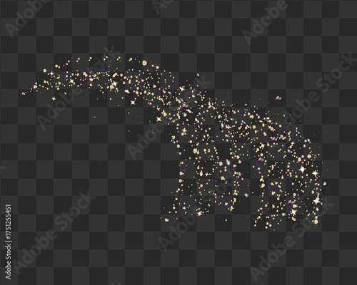 Golden Glitter Arc of Confetti - Sparkling Dust Trail Overlay Effect