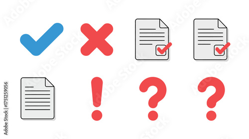 Illustrative Collection of Symbols Representing Decision Making and Documentation Processes for Business Solutions and Project Management