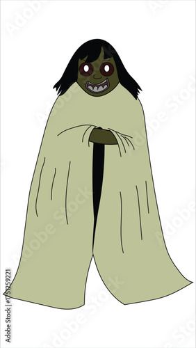Scary Ghost Woman Figure Halloween Illustration Vector