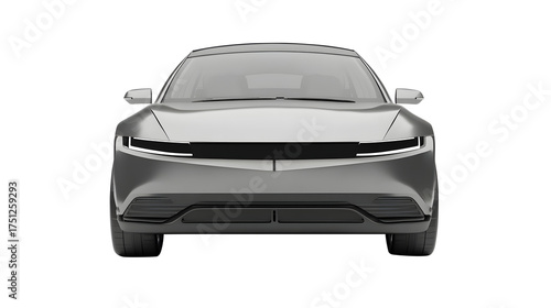 Futuristic Silver Electric Car Front View graphic design isolated on a transparent background
