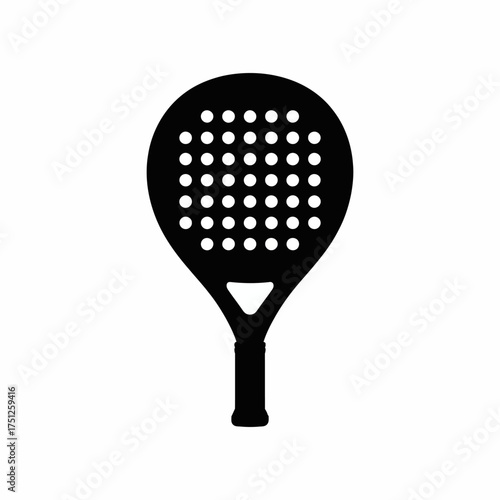 Padel Racket Isolated on White Background Sports Equipment and Leisure Activity Represented by Black Silhouette Icon for Padel Tennis