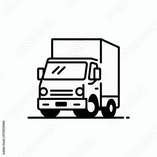 Black and White Illustration of a Delivery Truck for Logistics and Transportation Services Icon of a Truck