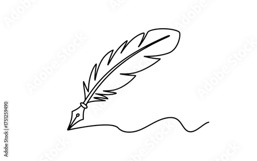 Elegant Quill Pen Illustration on White Background representing Writing Authorship and Creative Expression Ideal for Digital Content