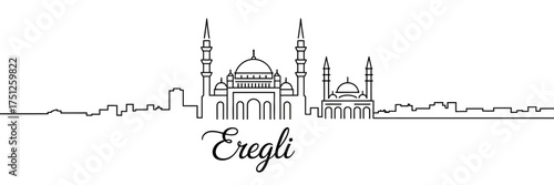 Eregli Turkey Skyline Minimalist Vector Illustration Cityscape Design with Modern Architecture and Cultural Heritage Features for Travel and Tourism