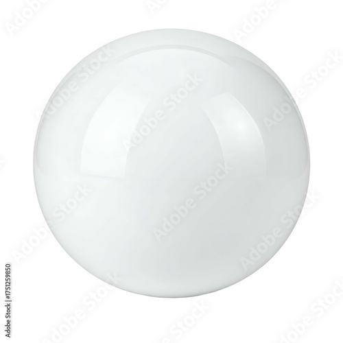A close-up, flawless spherical white object, glossy with highlights, set against a black background