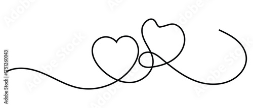 one line continous hand drawn heart line icon. outline heart line icon.