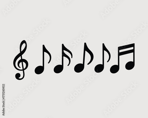 Vector illustration of a collection of black musical symbols for scalable eps graphics silhouette