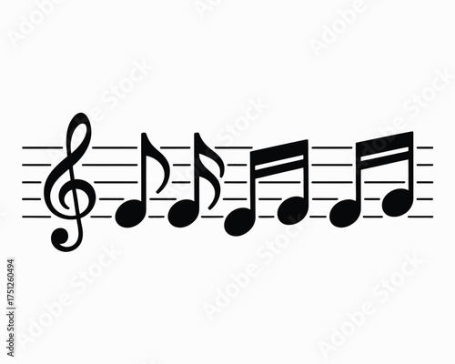 Collection of black musical symbols elegant vector illustration scalable eps for general use silhouette