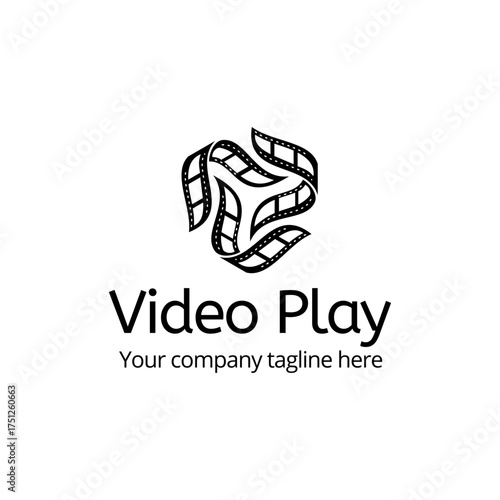 Creative Video Production Logo Design with Play Button and Camera Symbol Representing Media, Film, and Digital Content Creation