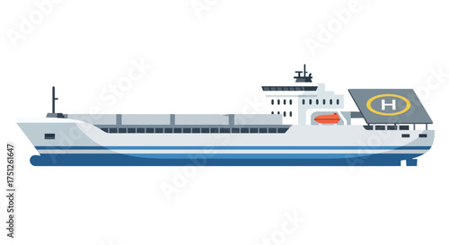 Modern Ferry Boat with Helideck and Cargo Capacity.
