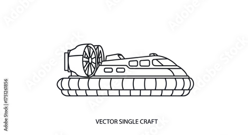 A simple line drawing of a modern hovercraft vehicle.