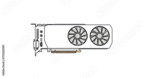 Detailed Illustration of a Modern Dual-Fan Graphics Card.