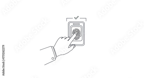 Fingerprint scanner with hand for access control and security.