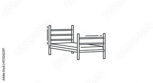 Simple line art drawing of a bed frame.